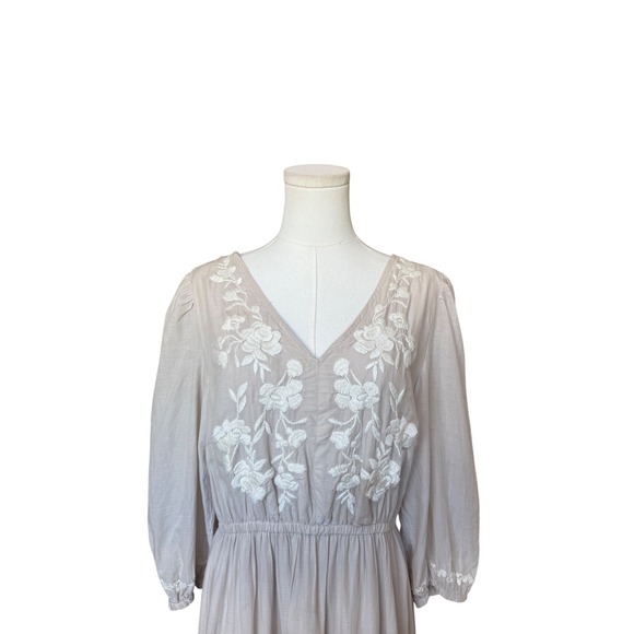 Lucky Brand Romantic Boho Cottagecore Embroidered Dress Size L Prairie Ruffle - Picture 3 of 12